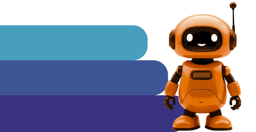 Оранжевый 3D-робот — персонаж Лиги Роботов для обучения детей программированию и инженерии